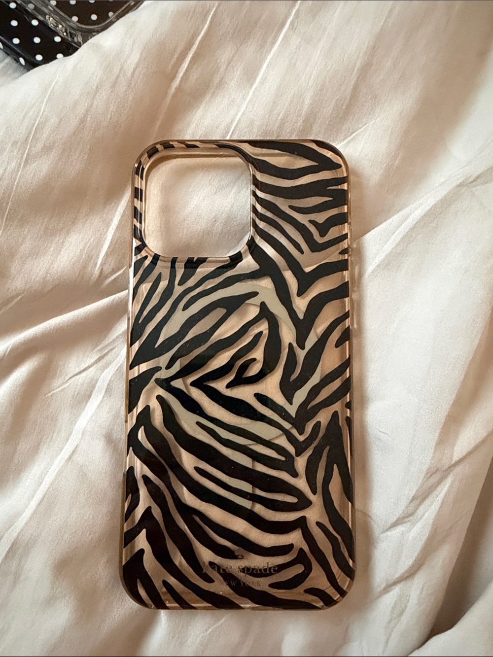 IPHONE 16 pro max kate spade Beige and Black Zebra Stripe Phone Case